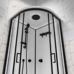 Душевая кабина ТРИТОН 90х90см низ. поддон, ПРАЙМ БЛЭК, белое заднее стекло, М3 (3 кор)