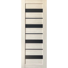 Дверное полотно VDM-04 ДО 60 Капучино, покрытие ПВХ (VD) (лакобель черное)