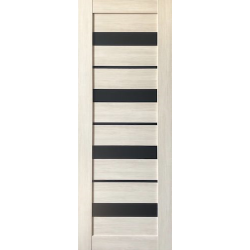 Дверное полотно VDM-04 ДО 60 Капучино, покрытие ПВХ (VD) (лакобель черное)