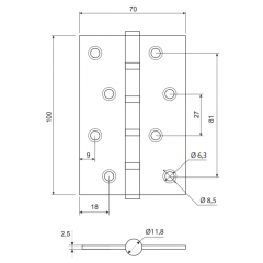 Петля врезная Code Deco 100*70*2,5-B4-NIS мат.никель (00-00021709)
