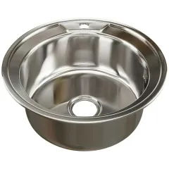 Мойка нерж. врезная MIXLINE круглая 51х18 тол. 0,8мм, б/декора (сифон)