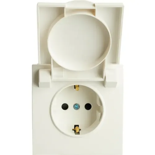 Розетка 2P+E ЭМИЛИ защ.шторки с крышкой белый RST16-5112-01