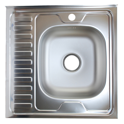 Мойка нерж. накладная Эконом 60х60 см правая, глуб. 13см, тол. 0,4мм (без сифона)