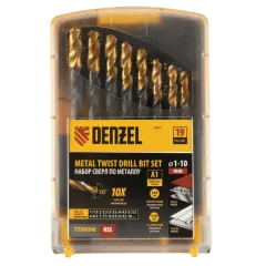 Набор сверл по металлу Denzel 1-10 мм HSS-Tin 19 шт (72321)