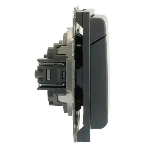 Розетка 2P ЭМИЛИ защ.шторки с крышкой черный RST16-5113-05