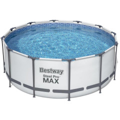 Бассейн каркасный BESTWAY STEEL PRO MAX 366*122см фильтр-насос, лестница, тент 10250л, ремкомплект 56420 (351114)