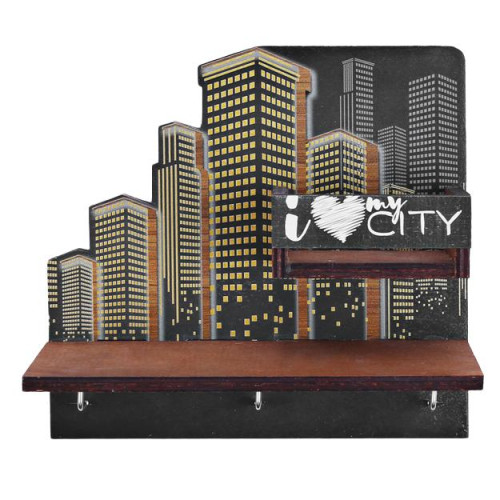 Ключница My city деревянная с полкой