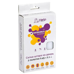 Сетка-штора HELP противомоскитная на дверь с крепежной лентой, 2 полотна, 45х210см (80003)