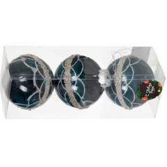 Шары новогодние набор 3шт SYQD-011905NB 8см темно-зелёный