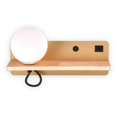 Светильник настенный FW520 GD/LW G9 с USB портом золото/светлое дерево