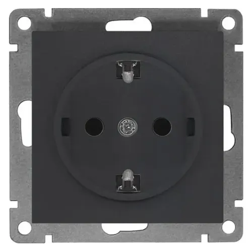 Розетка 2P+Е Universal Афина 16А графит А0028-Gr