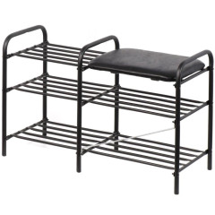 Полка для обуви Nika 3 секции, 50х33х79 см, с сиденьем, черная (ЭТЛ3-1/Ч)