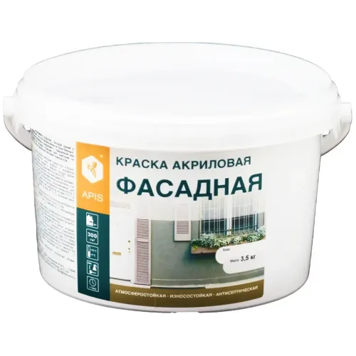 Краска в/д APIS акриловая фасадная белая 3кг
