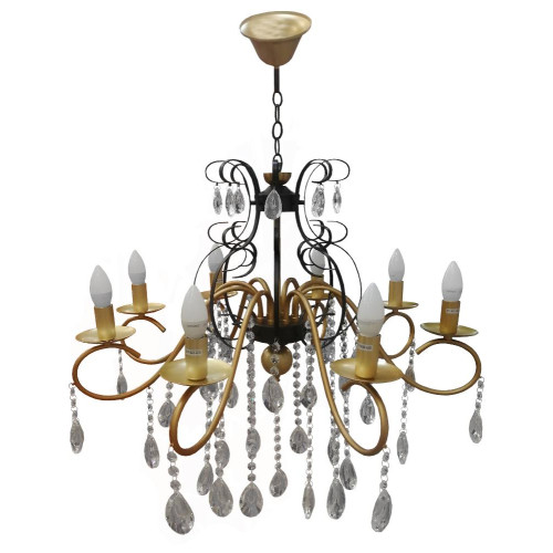 Светильник Люмис NH4752/8 COOPPER+BK 8x40W E14 d750 h900 медь/черный/хрусталь