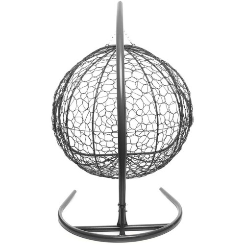 Кресло подвесное с ротангом ДЛЯ ДВОИХ серое с серой подушкой