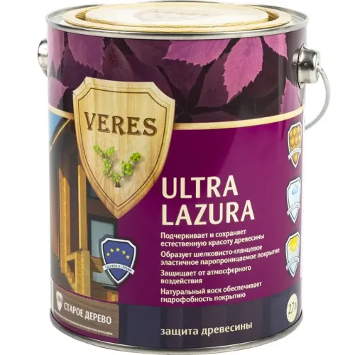 Декоративная пропитка для дерева Veres Ultra Lazura №30 Старая древесина 2,7 л