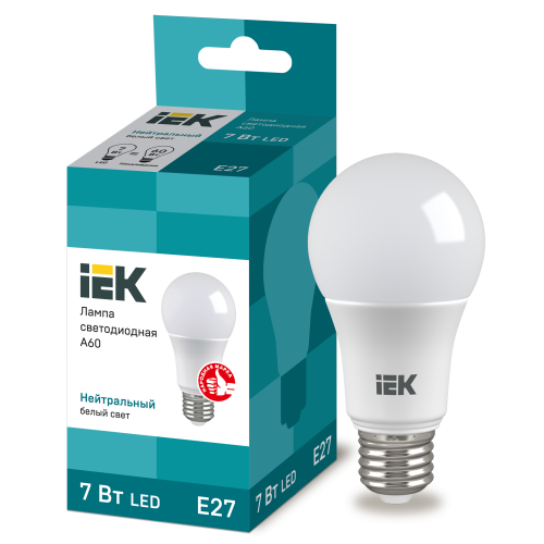Лампа E27 светодиод.7Вт 4000К IEK А60 (630Lm)