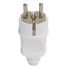 Вилка прямая белая 2Р+РЕ 16А 250В STEKKER 32851