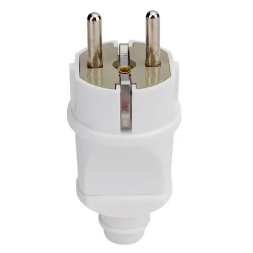 Вилка прямая белая 2Р+РЕ 16А 250В STEKKER 32851