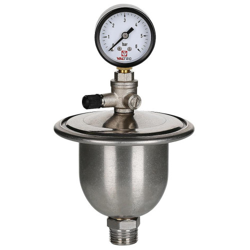 Гаситель гидроударов мембранный с манометром VT ф 1/2