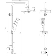 Душевая стойка без смесителя G-LAUF с тропическим душем UST-1090, хром