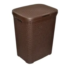 Корзина для белья VIOLET Ротанг прямоугольная коричневая (196547)