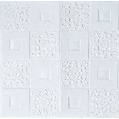 Панель ПВХ самоклеящаяся 3D БЕЛАЯ ПЛИТКА С УЗОРАМИ 700*770 (10)