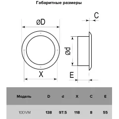 Анемостат вытяжной окрашенный металл 10DVM