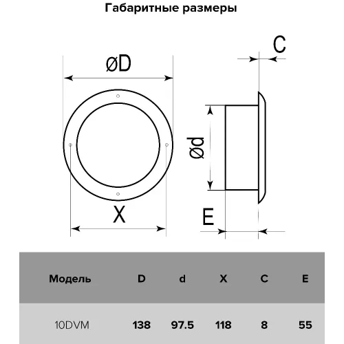 Анемостат вытяжной окрашенный металл 10DVM