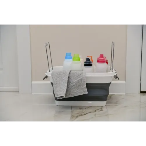 Таз складной CELLTIX 10л, с крышкой, бело-серое