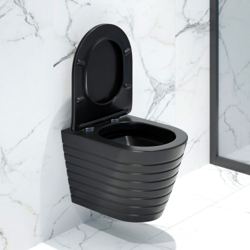 Комплект инсталляция EVA GOLD (инсталляция 545, кнопка чёрная 4, унитаз чёрный K703BM)