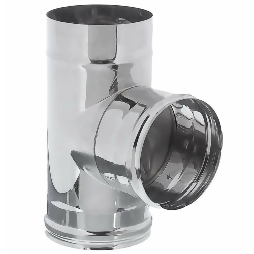 Дымоход тройник-Д 0,8мм 90гр Ф115 нержавеющая сталь (Феррум)