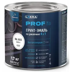 Грунт-эмаль Лакра PROF IT по ржавчине 4 в 1 быстросохнущая  База А, RAL 9003 1,7 кг