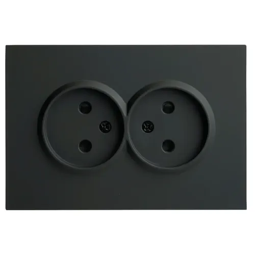Розетка 2-ая 2P ЭМИЛИ шторки черный RST16-5116-05