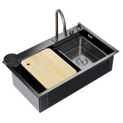 Мойка нерж. врезная MIXLINE PRO 750х460х215мм,черн.графит, сиф/доз/смесит/кол/д.р/о.с