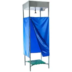 Душ садовый (бак антикор. 128 л с ЭВН, стойки, шторки ПВХ, поддон) (243821)