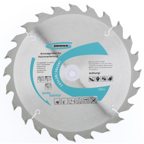 Диск пильный GROSS 165 x 20/16 x 24Т (73311)