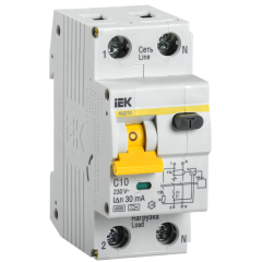 Дифференциальный автомат 2-пол. 10А C 30мА АВДТ32 IEK MAD22-5-010-C-30 (50907)