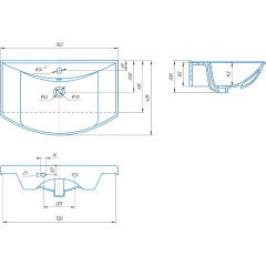 Умывальник мебельный 75 Стиль с отв., белый