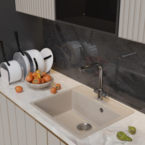 |Мойка комп. MIXLINE ML-GM15 500х560x180мм, бежевая, сифон