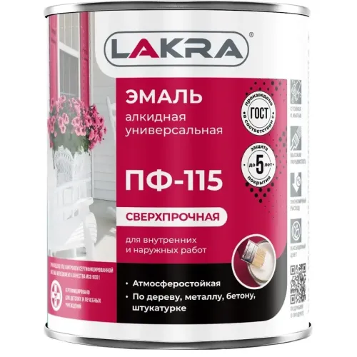 Эмаль ПФ-115 Лакра Белый 0,9кг Л-С
