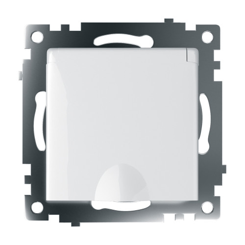 Розетка 2P+Е Катрин белый крышка,с защитной шторкой GLS16-7112-01