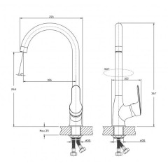Смеситель для кухни PLAMIX пластиковый Mario-11, чёрный