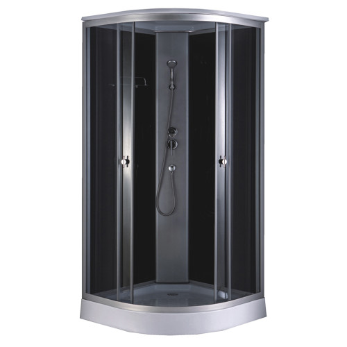 Душевая кабина ДАНА 110х110х215см низ. поддон, чёрное заднее стекло, 711 В