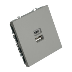 Розетка PC+Type A+C 20W ЭМИЛИ платиново-серый RST10-5115-10