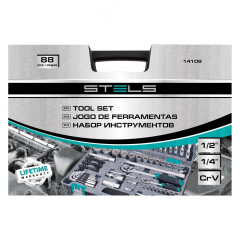 Набор инструментов STELS  88 пр. 1/2, 1/4,  CrV, 6 гран. головки (14109)