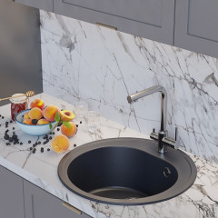 Мойка комп. MIXLINE МЛ-ГМ11 500х180мм, круглая антрацит, сифон