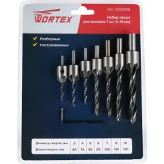Набор сверл для зенковки WORTEX 7 шт (0323048)