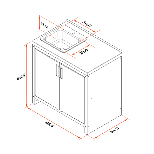 Тумба с мойкой PATIO T850M
