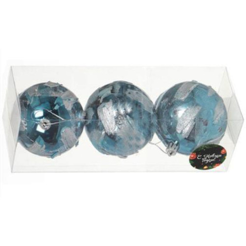 Шары новогодние набор 3шт SYPMQB-111998 8см светло-голубая ночь
